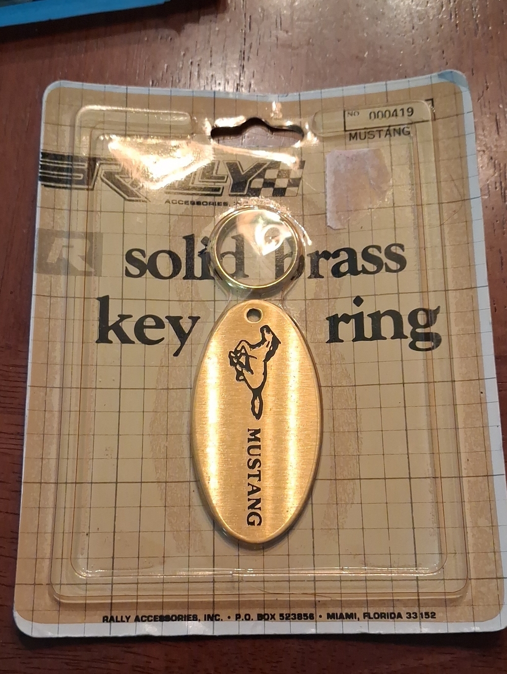 Vtg Brass Mustang Key Ring
